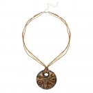 Sterling Silver Bronze & Silver Glass Disc Fashion Pendant P12135M