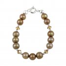 Sterling Silver Bronze Freshwater Pearls & Copper Swarovski Elements Baby Bracelet B12577M-5