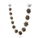Sterling Silver Brown Cats Eye Bead Cluster Necklace N12861BN