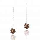 Sterling Silver Brown Cats Eye Cluster Dangle Earrings E12861BN