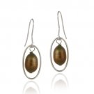 Sterling Silver Brown Freshwater Cultured Pearl Oval Dangle Earrings E11849M67