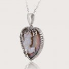 Sterling Silver Brown Shell & Marcasite Woman Cameo Pendant P10670LBN