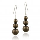 Sterling Silver Brown Swarovski Elements Pearl Drop Earrings E12247BN