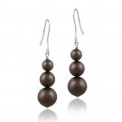 Sterling Silver Burgundy Swarovski Elements Pearl Drop Earrings E12247BU