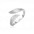 Sterling Silver Bypass Toe Ring with Leaves Sterling Silver