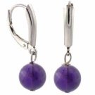 Sterling Silver Cabachon Amethyst Bead Leverback Earrings E4211CBA