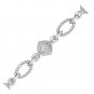 Sterling Silver Cable Oval and Square Link Bracelet with Diamonds (1-4 cttw)