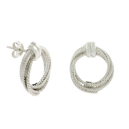 Sterling Silver Cable Twist Open Circle Earrings E9313