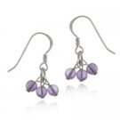 Sterling Silver Cabochon Amethyst Cluster Dangle Earrings E416