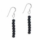 Sterling Silver Cabochon Onyx Beaded Dangle Earrings E9078CBO