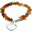 Sterling Silver Carnelian Chip Heart Bracelet B4206CA