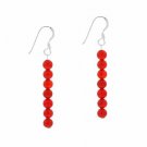 Sterling Silver Carnelian Stone 6 Bead Beaded Dangle Earrings E9078CA