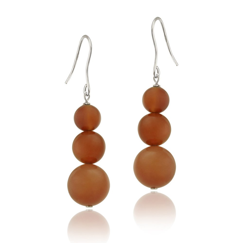 Sterling Silver Carnelian Three-Stone Drop Earrings E12156CA