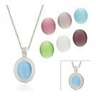 Sterling Silver Cats Eye 7 Stone Interchangeable Oval Pendant Set S10158M6
