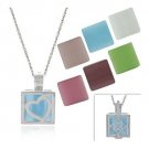 Sterling Silver Cats Eye 7 Stone Interchangeable Square Pendant Set S10159M