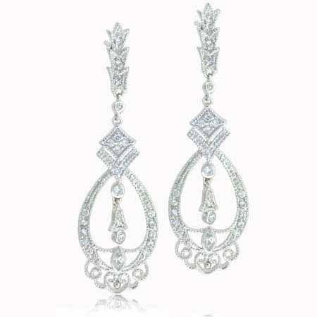 Sterling Silver Celebrity CZ Chandelier Earrings 2579