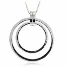 Sterling Silver Celebrity Inspired Double Circle Pendant P2669