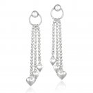 Sterling Silver Chain & Hearts Dangle Earrings E4653