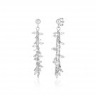 Sterling Silver Chain and Leaf Motif Dangle Earrings Sterling Silver