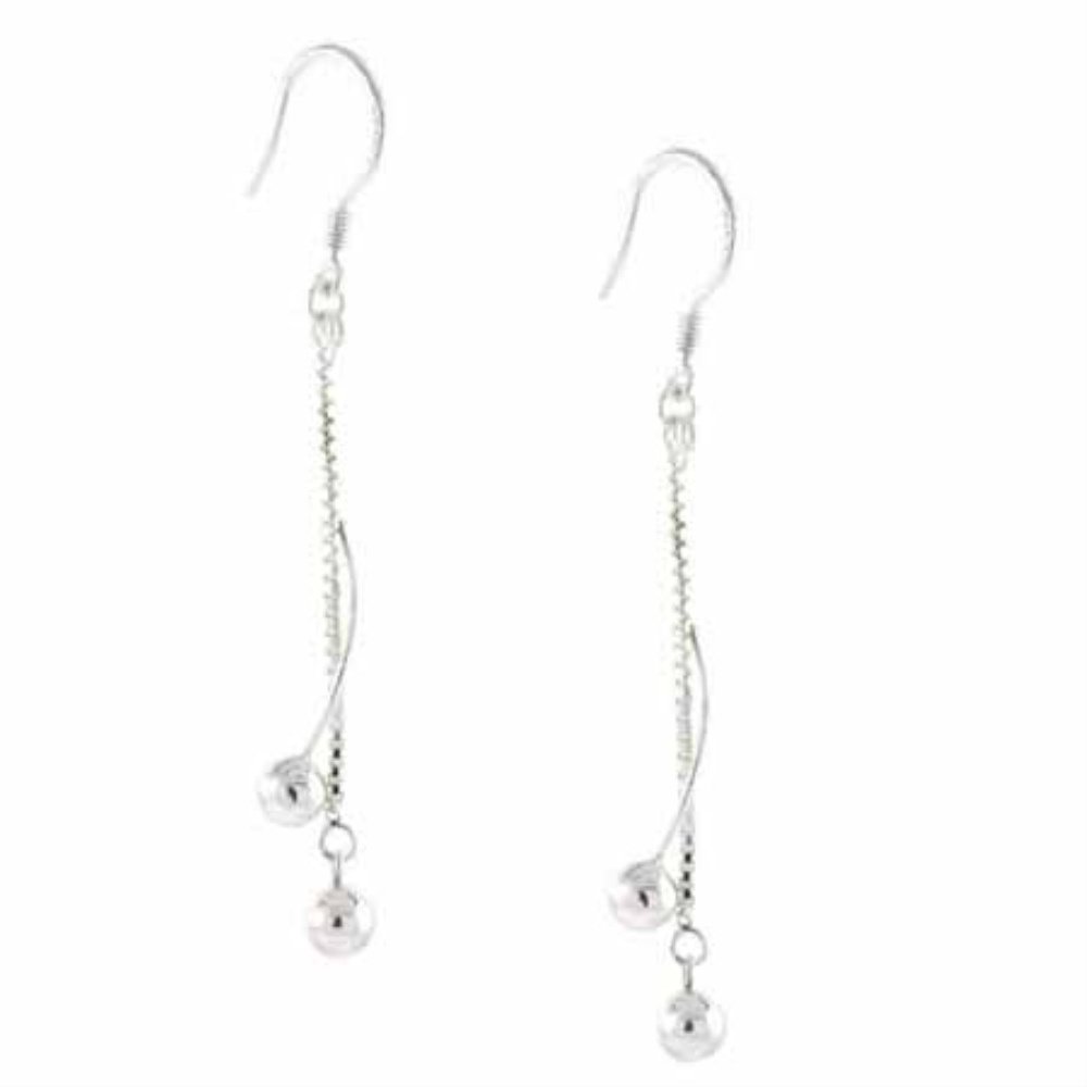 Sterling Silver Chain and Spiral Bead Earrings E4529