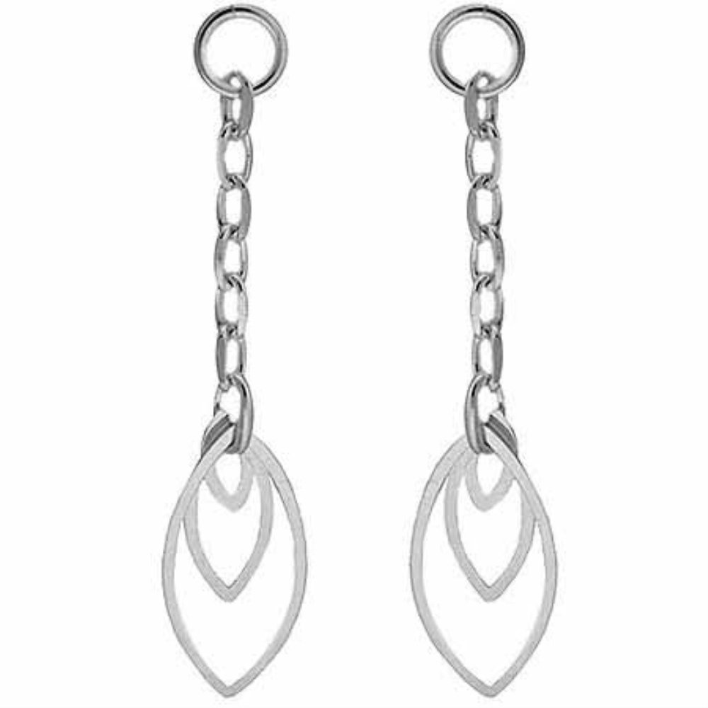 Sterling Silver Chain Dangling Leaf Earrings E4444