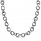Sterling Silver Chain Rhodium Plated Necklace with Diamond Cuts (39