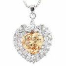 Sterling Silver Champagne & Clear CZ Heart Pendant P2594CHZ