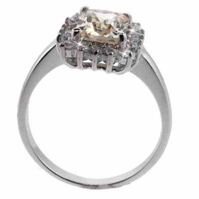 Sterling Silver Champagne & Clear CZ Ring Size 7 R1548CHZ-7