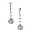 Sterling Silver Champagne & White CZ Teardrop Dangle Earrings E11183CHZ