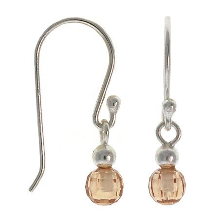 Sterling Silver Champagne CZ Briolette Disc Dangle Earrings E10113CHZ