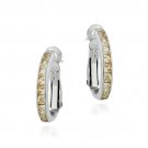 Sterling Silver Champagne CZ Oval Hoop Earrings E2863CHZ