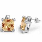 Sterling Silver Champagne CZ Square Stud Earrings E2867CHZ