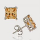Sterling Silver Champagne CZ Square Stud Earrings E4319CHZ