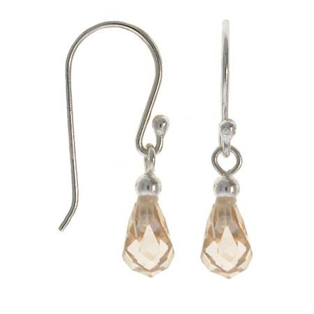 Sterling Silver Champagne CZ Teardrop Dangle Earrings E10111CHZ