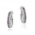 Sterling Silver Channel Set Amethyst CZ Half Hoop Earrings E2863AZ