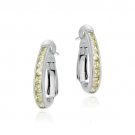 Sterling Silver Channel Set Light Green CZ Half Hoop Earrings E2863LGR