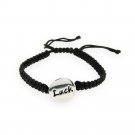 Sterling Silver Circle LUCK Adjustable Weave Bracelet B12386