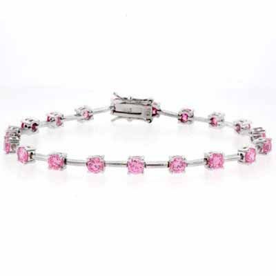 Sterling Silver Circle Pink CZ Tennis Bracelet B4491LPZ