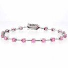 Sterling Silver Circle Pink CZ Tennis Bracelet B4491LPZ