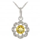 Sterling Silver Citrine & Diamond Accent Flower Pendant P12066C