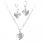 Sterling Silver Classic Heart Pendant & Dangling Earrings Set S11072