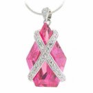 Sterling Silver Clear & Pink CZ 'X' Pendant P4138LPZ