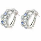 Sterling Silver Clear & Tanzanite CZ Half Hoop Earrings E2776TZ
