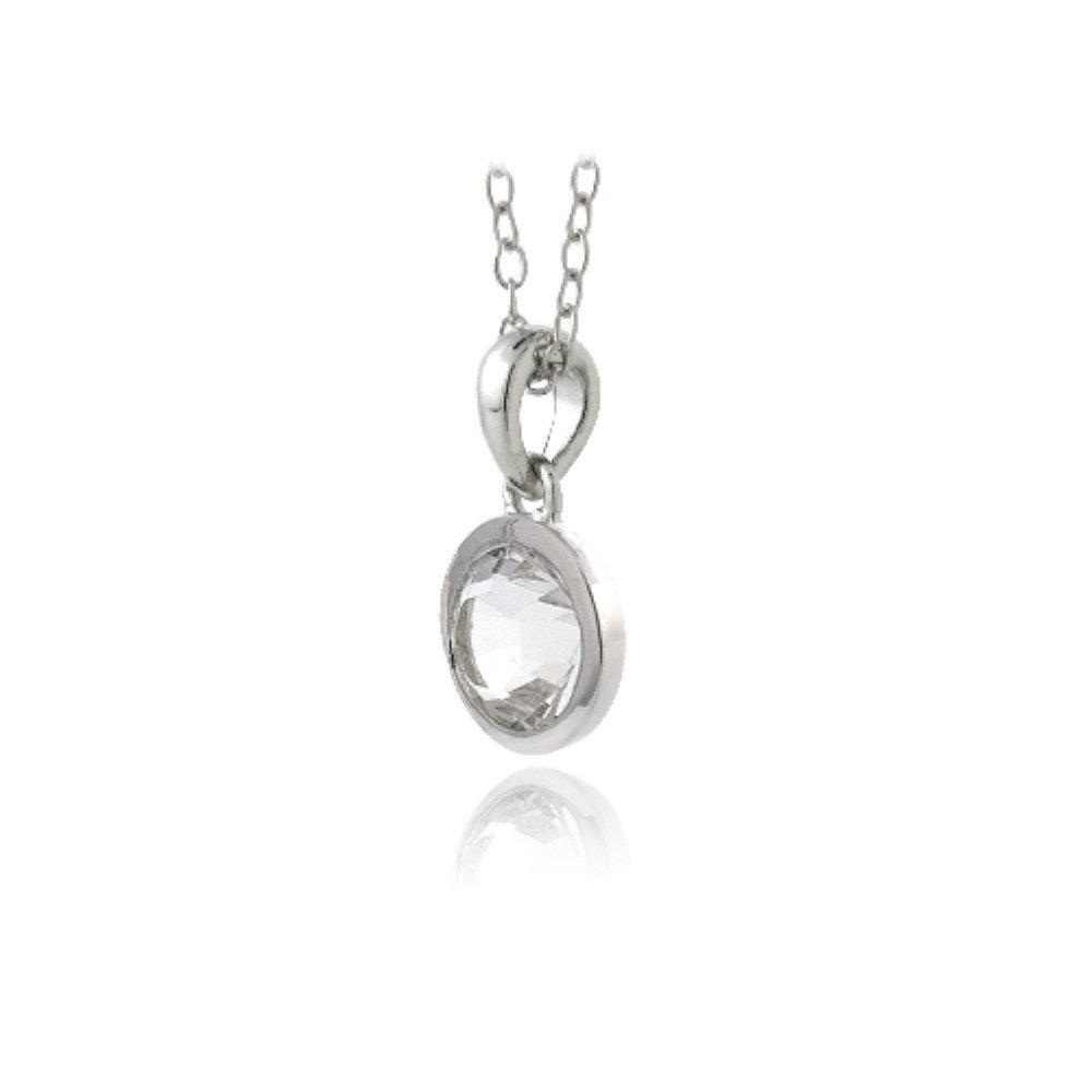 Sterling Silver Clear Round Solitaire Necklace Made with Swarovski Elements P13611CR
