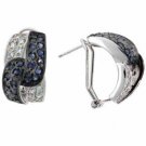 Sterling Silver Colorless & Blue CZ Omega Back Earrings E4163BL