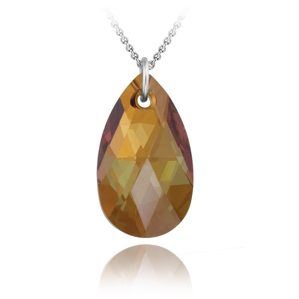 Sterling Silver Copper Swarovski Elements Teardrop Necklace P12558COP