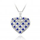 Sterling Silver Created Blue Sapphire & Diamond Accent Heart Locket Necklace P13192B2