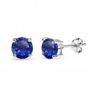 Sterling Silver Created Blue Sapphire 7mm Round-Cut Solitaire Stud Earrings E13927B2