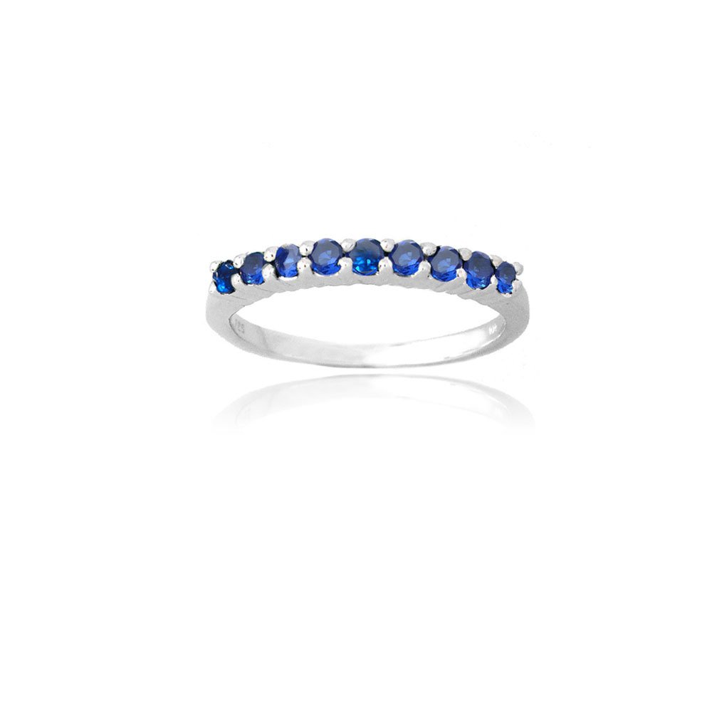 Sterling Silver Created Blue Sapphire Semi-Eternity Band Ring Size 8 R13025B1-8