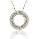 Sterling Silver Created Fiery White Opal Round Eternity Pendant P9658SOP